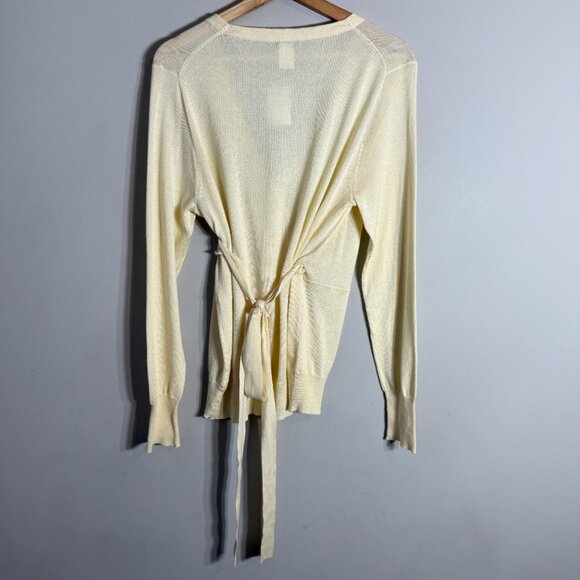 J. Crew Wrap Cardigan Sweater Women's Large Butter Yellow Preppy Minimalist NWT - Picture 9 of 13